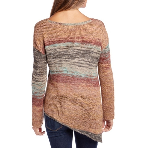 Prana Vignette Multicolored V Neck Wrap Open Knit Asymmetrical Sweater - Picture 3 of 11